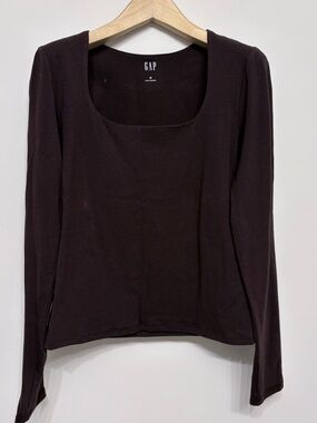 Gap dark brown contour cotton long sleeve sz m medium preloved